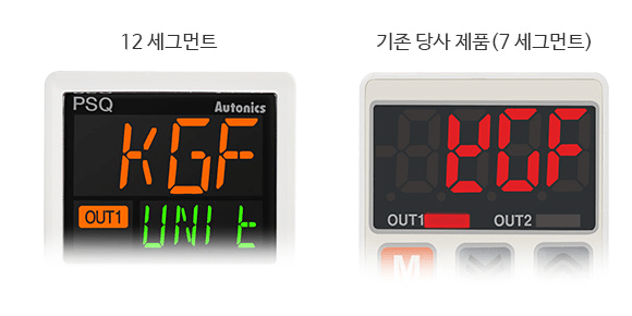 12 세그먼트 LCD 디지털 압력 스위치 화면 (7 세그먼트 비교)