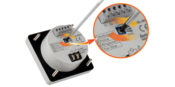 Volume can be adjusted easily using a screwdriver