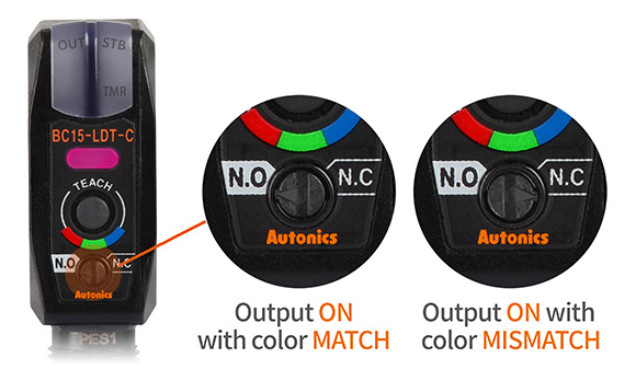 Output ON With color MATCH, Output ON With color MISMATCH