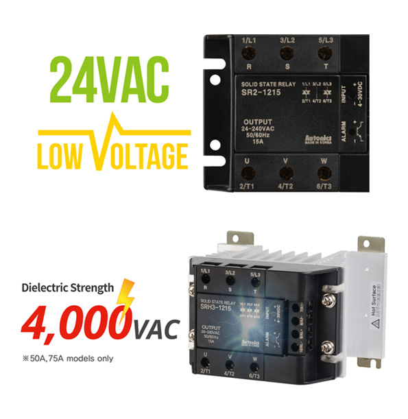 24VAC - LOW VOLTAGE, Dielectric Strength - 4,000VAC(50A, 75A models only)