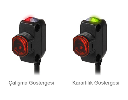 Çalışma Göstergesi (kırmızı LED), Kararlılık Göstergesi (yeşil LED)