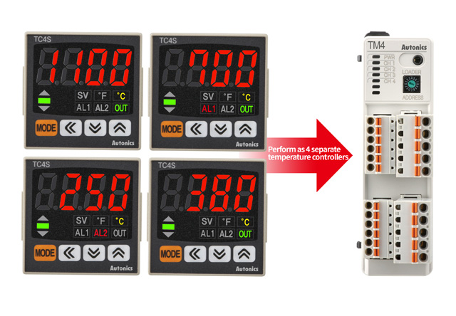 Perform as 4 separate temperature controllers