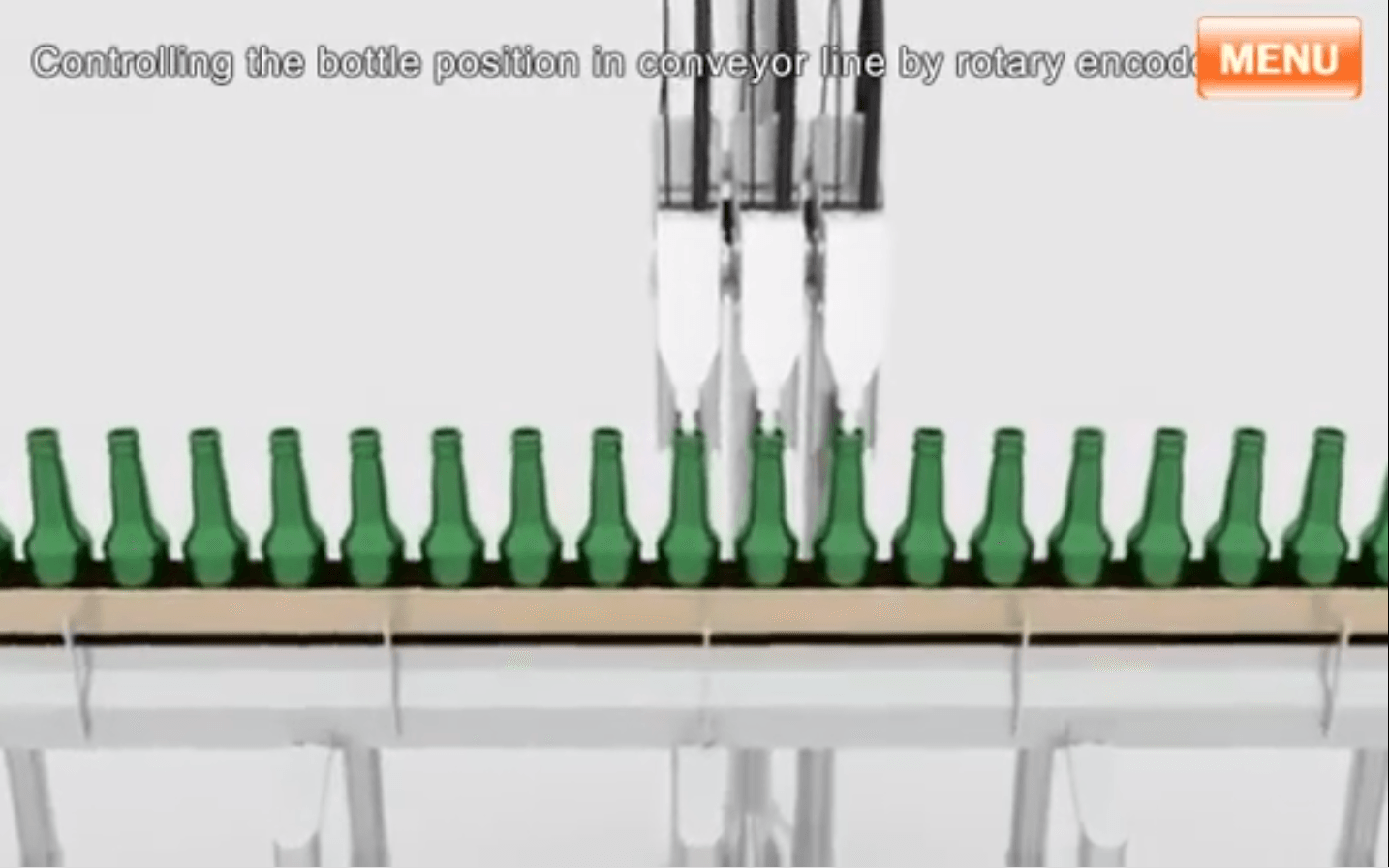 E40s - Controlling the bottle position in conveyor line by rotary encoder