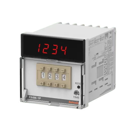 Autonics FX serisi dijital counter timer ön panel ve gövde görünümü